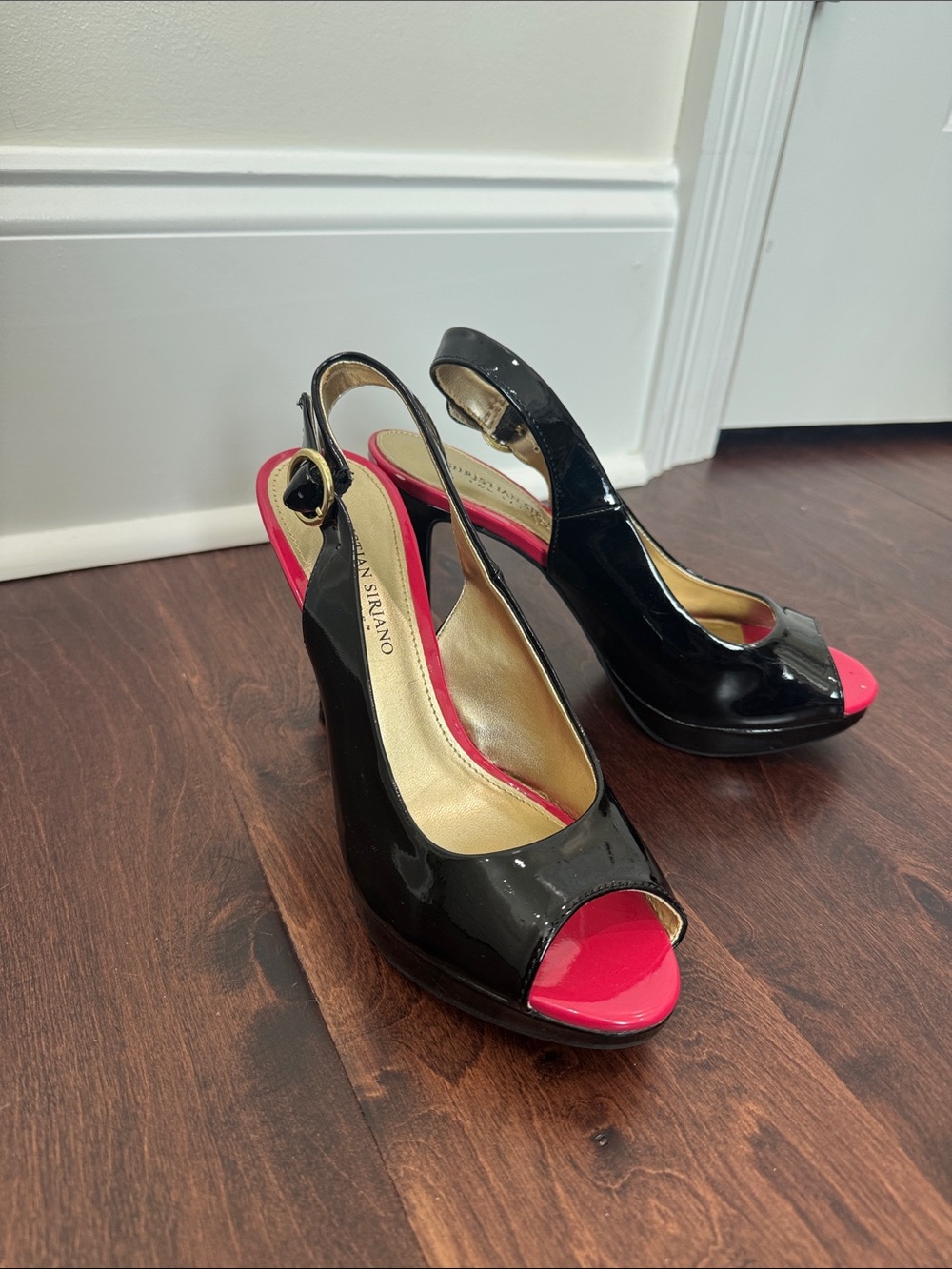 Christian Siriano Black Patent High Heels Slingback, adjustable buckle, size 7.5 - Picture 3 of 8